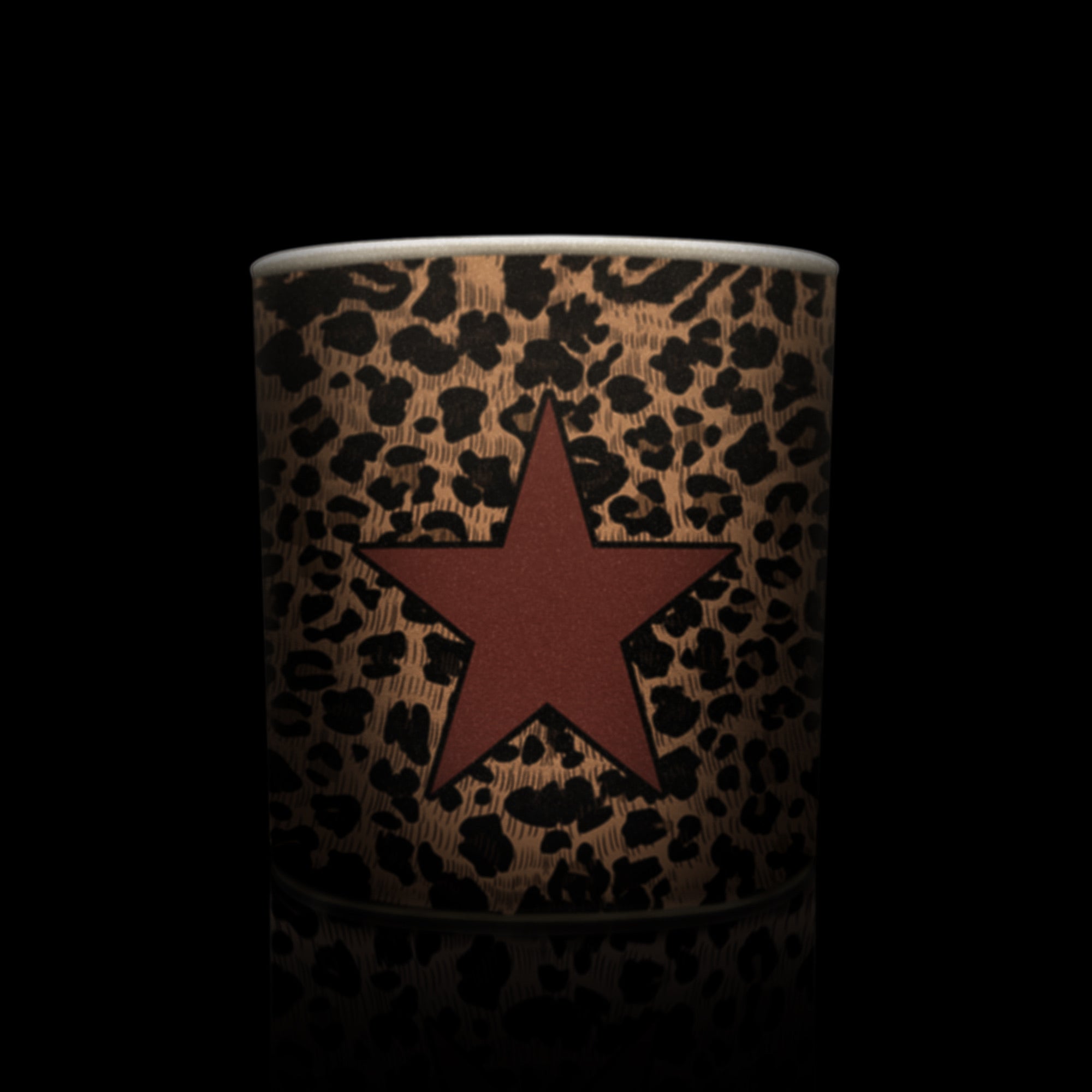Afraid of the Dark Leopard candle with red star 
