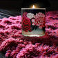 Phantom candle with 360 artwork of blooming Peonies